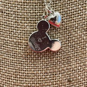 I love Mickey silver plated mouse ears and heart necklace Disney